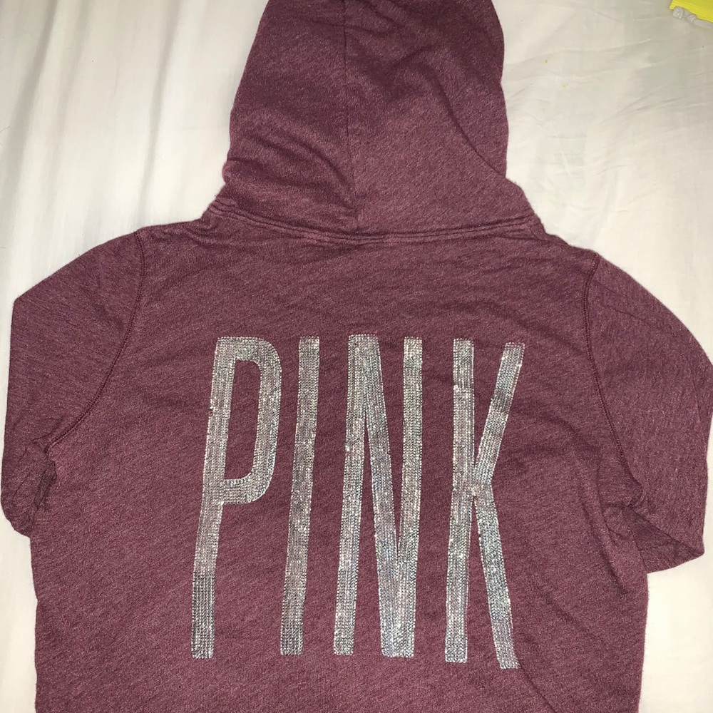 Pink sequin zip hoodie